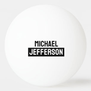 Elegante Schlichte Schwarz-weiße Personalisierte A Tischtennisball