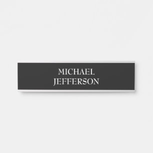 Elegante Schlichte Schwarz-weiße Personalisierte A Türschild