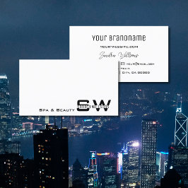 Elegante Schlichte Weiß-Moderne mit Monogram Simpl Visitenkarte