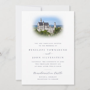 Elegante Schloss-Foto-Overlay-Zielort-Hochzeit Einladung