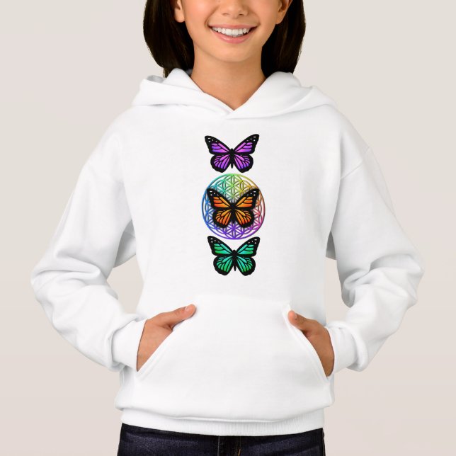 Elegante Schmetterlinge farbenfrohe Blume des Lebe Hoodie (Vorderseite)