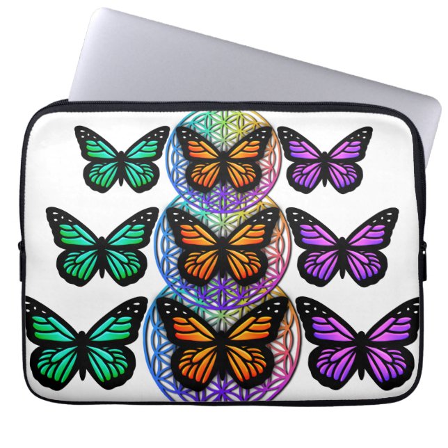 Elegante Schmetterlinge farbenfrohe Blume des Lebe Laptopschutzhülle (Vorderseite)