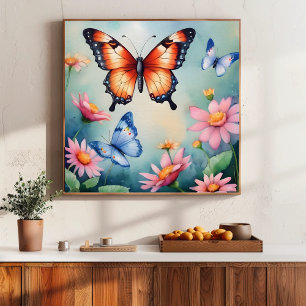 Elegante Schmetterlinge im Wasser Kunst, Dichtung Poster