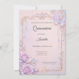 Elegante Schmetterlinge Quinceañera Einladung