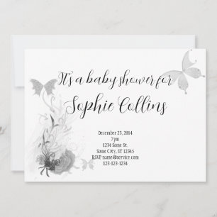 Elegante Schmetterlinge Rosen Babyshower Einladung