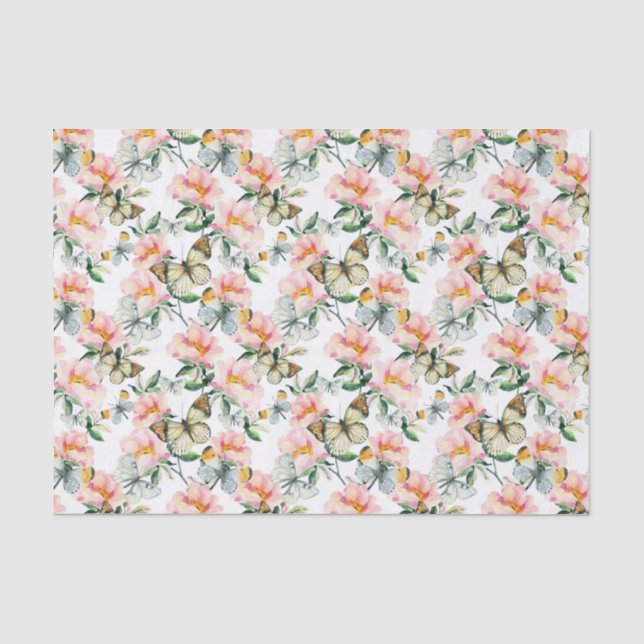 elegante Schmetterlinge und Blume gefliest Seidenpapier (Vorderseite)