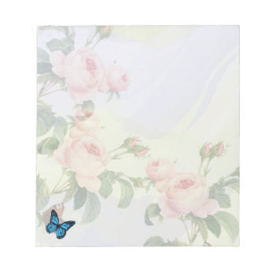 Elegante Schmetterlings-Blumen-Ästhetik Notizblock