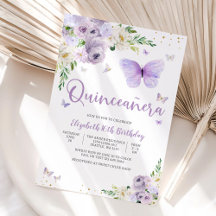 Elegante Schmetterlings-Quinceañera-Einladung
