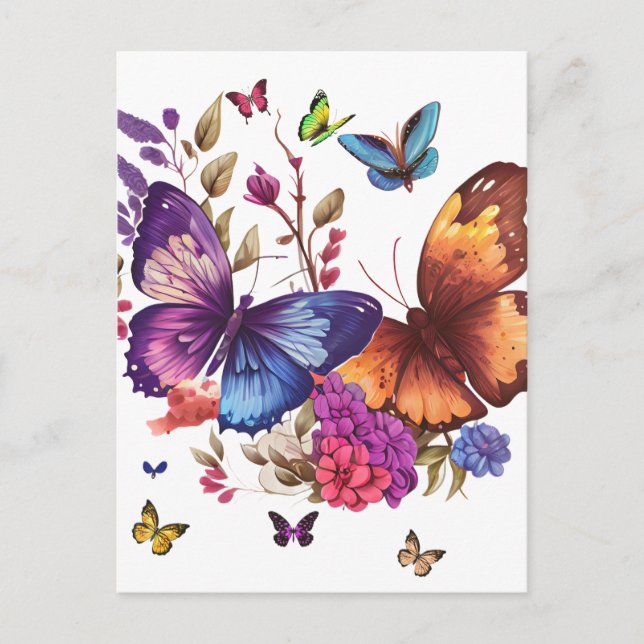 Elegante Schmetterlingspostkarte Postkarte (Vorderseite)