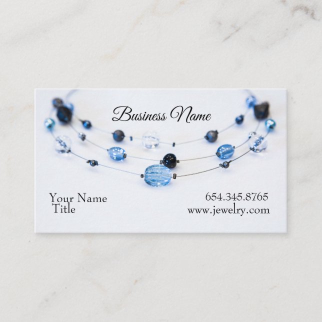 Elegante Schmuck-Designer-Blau-Perlen Visitenkarte (Vorderseite)