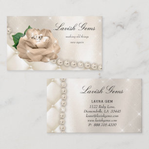 Elegante Schmuck-Hochzeits-Planer-Rose hat Perlen Visitenkarte