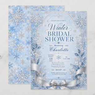 Elegante Schneeblumen-Brautparty im Winter Einladung