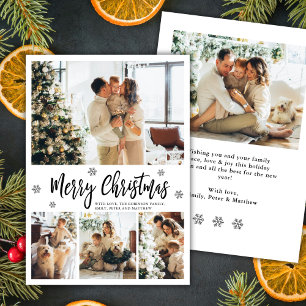 Elegante Schneeflocke 4-Foto-Collage Weihnachten
