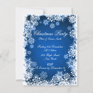 Elegante Schneeflocke-Blau-Party Einladung