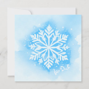 Elegante Schneeflocke im Aquarell-Stil - hellblau