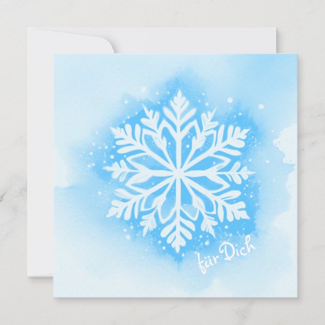 Elegante Schneeflocke im Aquarell-Stil - hellblau  (Vorderseite)