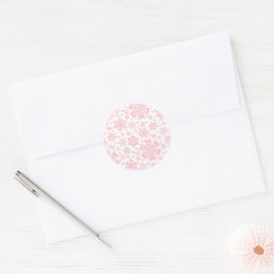Elegante Schneeflocke (Zucker-Rosa-Weiß) Runder Aufkleber