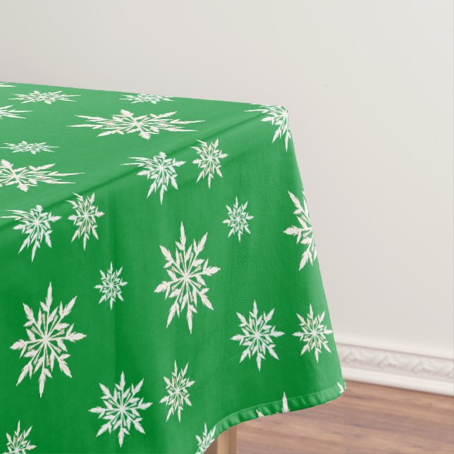 Elegante Schneeflocken auf Grün Tischdecke (Beispiel)