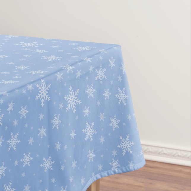 Elegante Schneeflocken auf hellblauem Tablecloth Tischdecke (Beispiel)