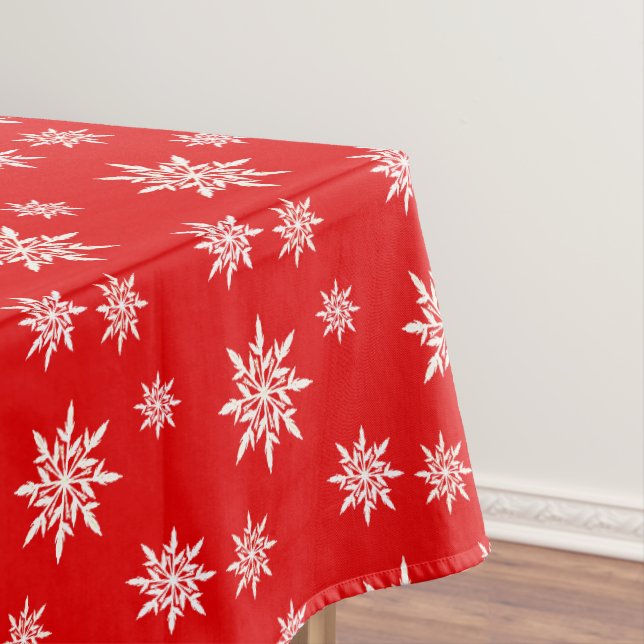 Elegante Schneeflocken auf Rot Tischdecke (Beispiel)