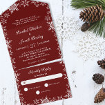 Elegante Schneeflocken Border Red Christmas All In One Einladung<br><div class="desc">Das alles in einem Hochzeitsdesign besticht durch eine elegante Schneeflocke. Klicken Sie auf die Schaltfläche Anpassen, um den Text flexibler zu gestalten. Variationen dieses Designs, verschiedene Papiertypen sowie koordinierende Produkte sind in unserem Shop unter zazzle.com/store/doodlelulu erhältlich. Kontaktieren Sie uns, wenn Sie dieses Design für ein bestimmtes Produkt verwenden möchten, um...</div>