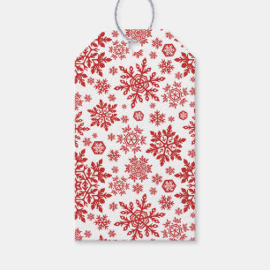 Elegante Schneeflocken (Cranberry - Weiß) Geschenkanhänger