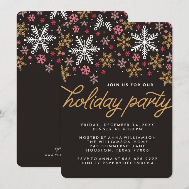 Elegante Schneeflocken Einladung zur Party (Vorne/Hinten)