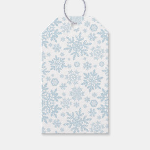 Elegante Schneeflocken (Frost Blau - Weiß) Geschenkanhänger