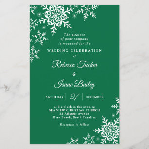 Elegante Schneeflocken Karierte Grüne Hochzeit Ein