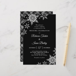 Elegante Schneeflocken Karierte Schwarze Hochzeit