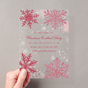 Elegante Schneeflocken Rosa Weihnachtscocktails Acryleinladungen