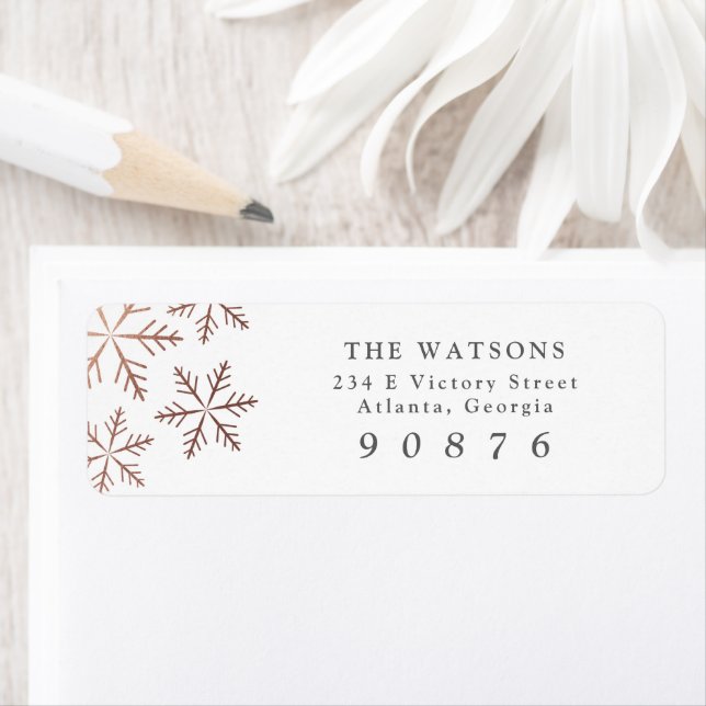 Elegante Schneeflocken Rose Gold Moderne Rücksende (Insitu)