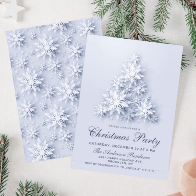 Elegante Schneeflocken Tree Holiday Weihnachten Pa Einladung (Von Creator hochgeladen)
