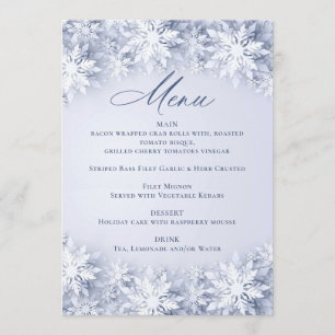 Elegante Schneeflocken Weihnachten Abendessen Part Menükarte