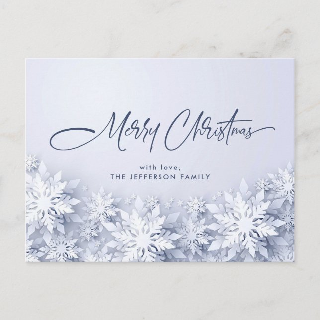Elegante Schneeflocken Weihnachten Weihnachten Gru Postkarte (Vorderseite)