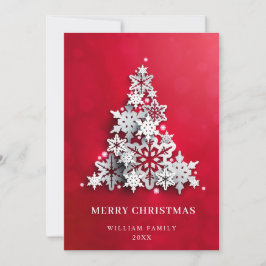 Elegante Schneeflocken Weihnachtsbaum Gruß Feiertagskarte