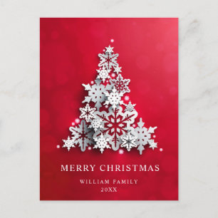 Elegante Schneeflocken Weihnachtsbaum Gruß Postkarte