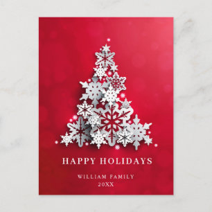 Elegante Schneeflocken Weihnachtsbaum Gruß Postkarte