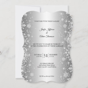 Elegante Schneeflocken Winter Hochzeitseinladung Einladung