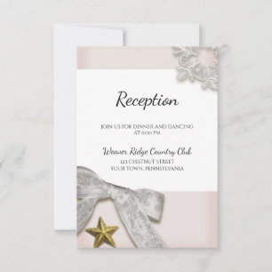 Elegante Schneeflocken Winter Hochzeitsempfang Kar Einladung
