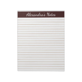 Elegante Schokolade Braun 8,5 x 11 Buchstabe Perso Notizblock