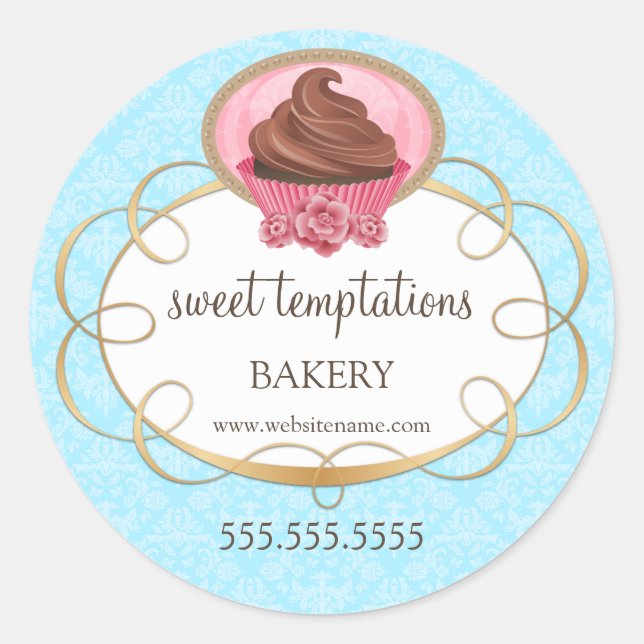 Elegante Schokolade Cupcake Bäckerei Verpackung Runder Aufkleber (Vorderseite)