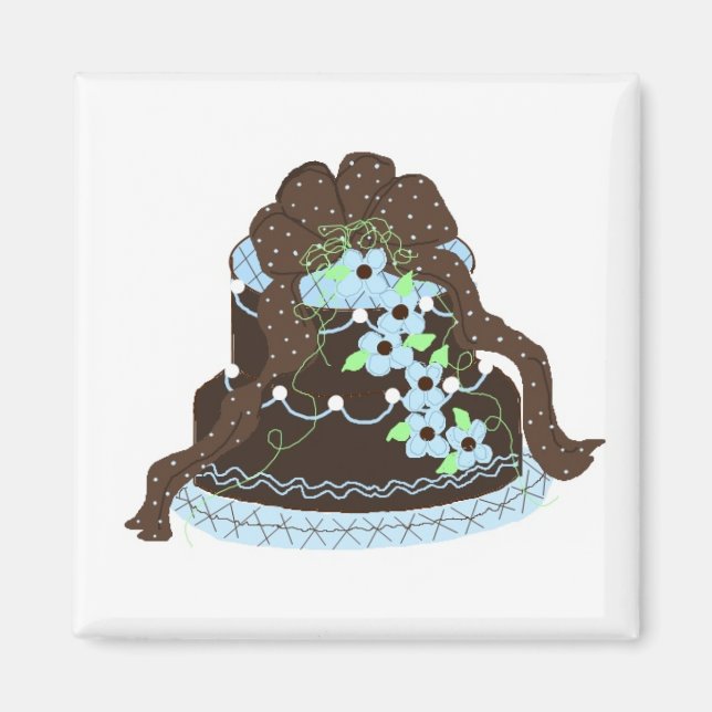 Elegante Schokolade und Blauer Kuchen Magnet (Vorne)