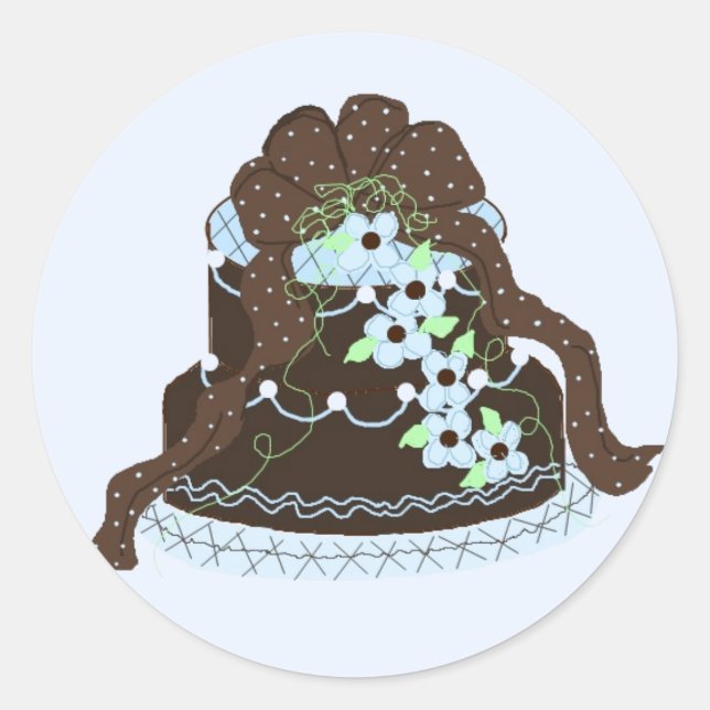 Elegante Schokolade und Blauer Kuchen Runder Aufkleber (Vorderseite)
