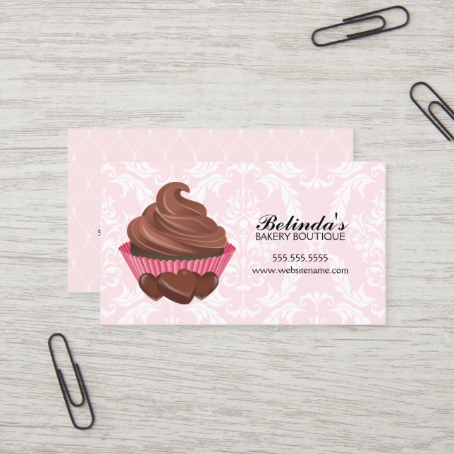 Elegante Schokoladen-Kuchen-Bäckerei Visitenkarte (Vorderseite/Rückseite Beispiel)