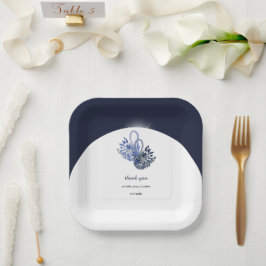 Elegante Schöne blaue Schwäne Kunst, Dichtung und Pappteller