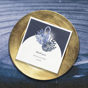 Elegante schöne blaue Schwäne Wasserfarben Kunst Serviette