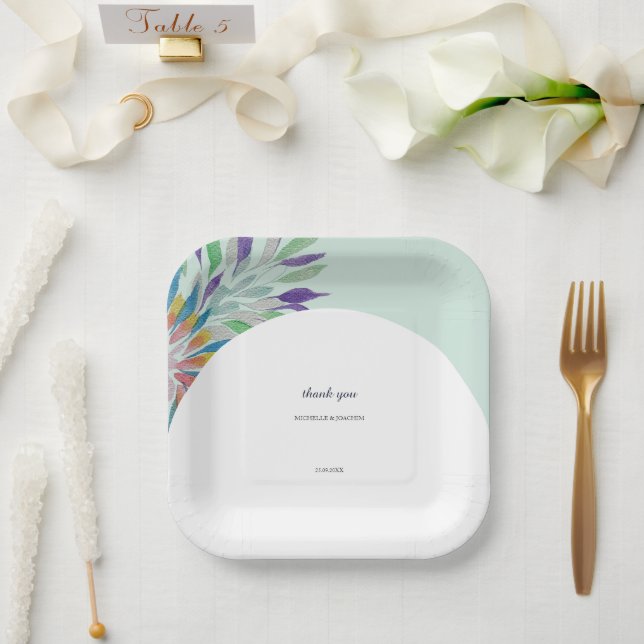 Elegante Schöne Farben Boho Pappteller (Hochzeit)