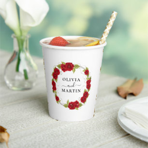 Elegante Schöne Hochzeit der Roten Krone Pappbecher