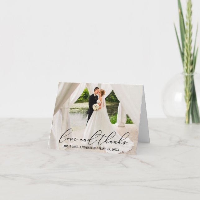 Elegante schöne kalligraphische Liebe Dank Dankeskarte (Vorderseite)